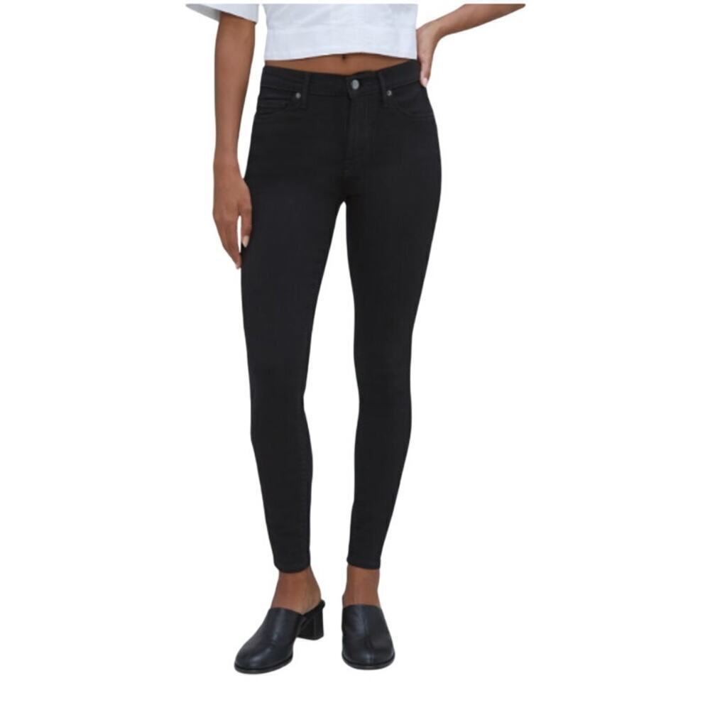 Everlane Mid Rise Skinny Jeans Black Size 27 Ankle Stretch Denim EUC